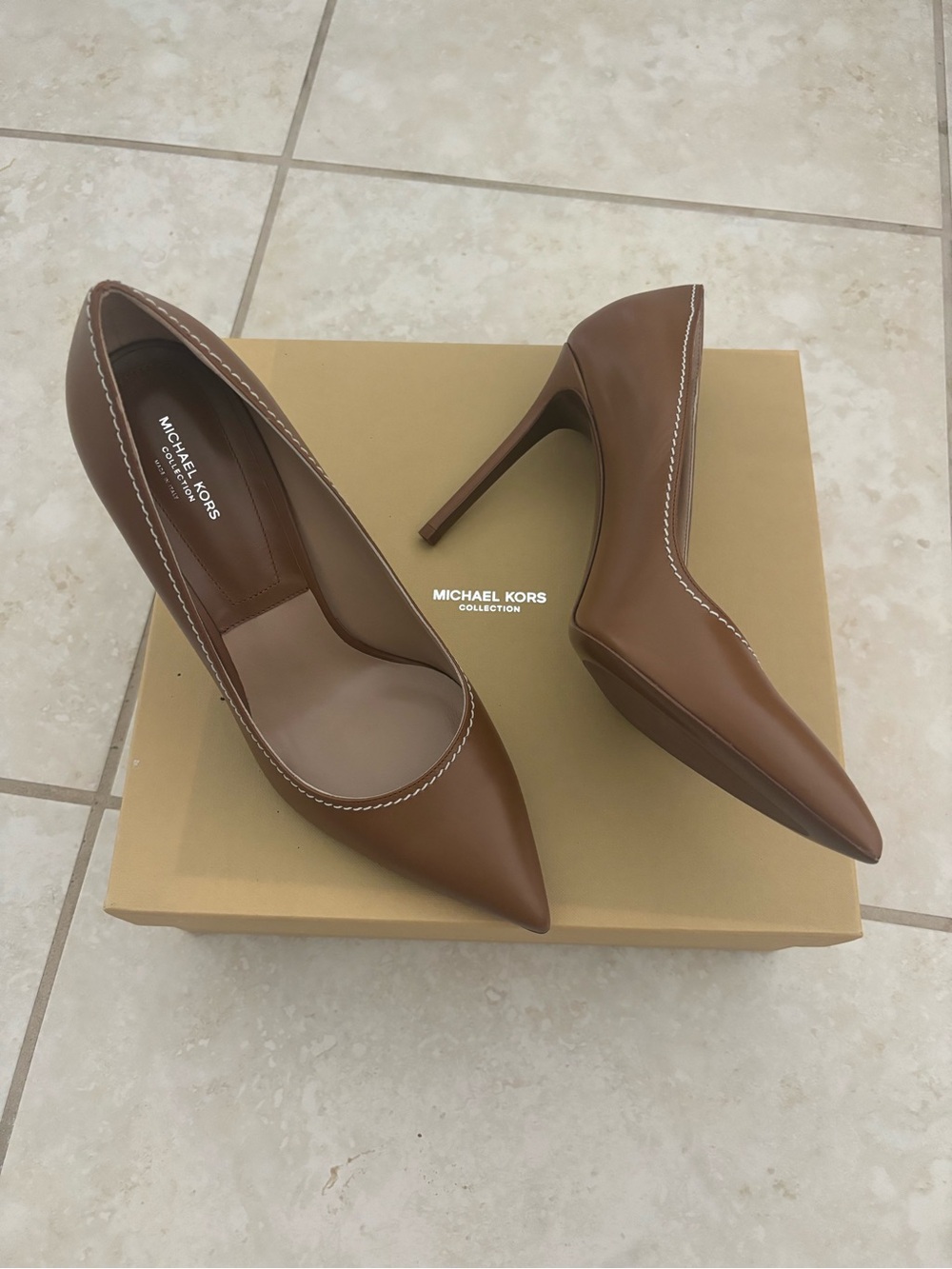 Michael Kors Collection Luggage Pointed Toe Stiletto Pumps